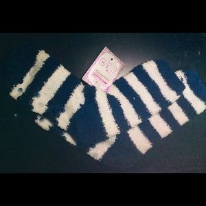 Blue & White Striped Soft Plush Fuzzy Socks: Lavender Infused Aromatherapy